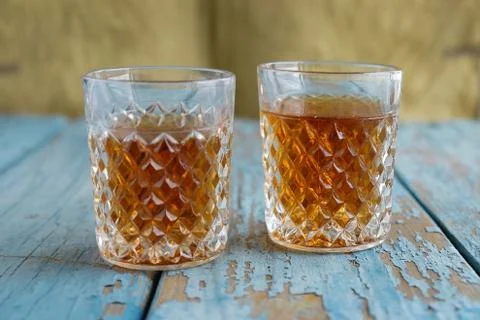 Two glasses on a table Stock Photos