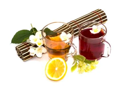 Two glasses of tea, two types Stock Photos