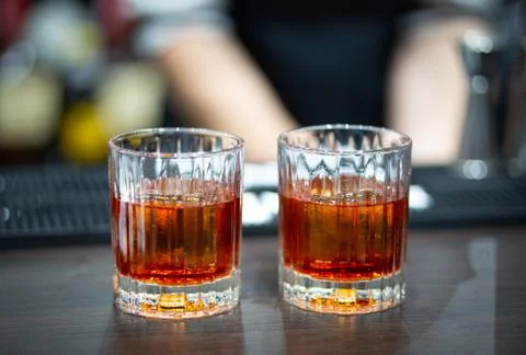 Two glasses of whiskey Stock Photos