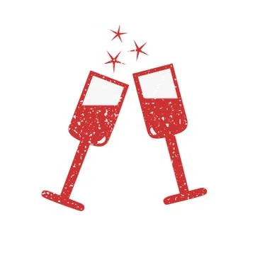 Two glasses of wine, covered in white grit Stock Illustration