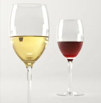 Two glasses of wine, one white and one red. Stock Illustration