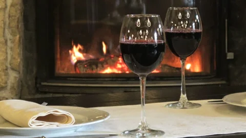 Two glasses of wine in a restaurant on a table Video stock 98492770