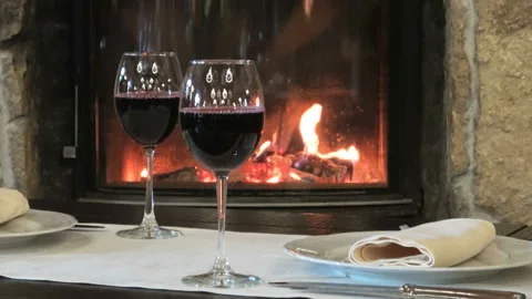 Two glasses of wine in a restaurant on a table Stock Footage 98493766