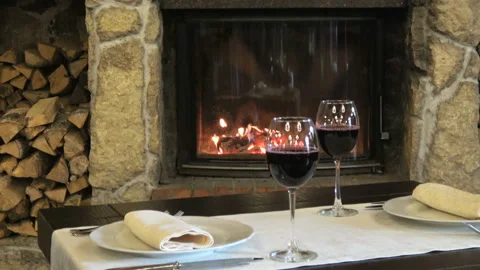 Two glasses of wine in a restaurant on a table Video stock 98993401