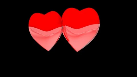 Two glassy dancing hearts Stock Footage 71126651