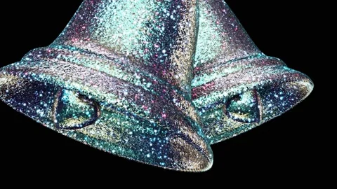 Two glittering shining silver Christmas bells looping 3D animation with alpha Stock Footage 167364532