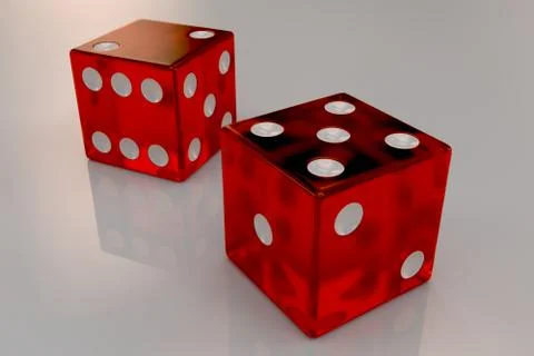 Two glossy red plastic bouncing dices Stock Illustration