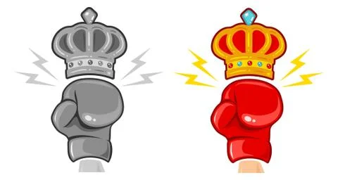 Two gloves and crown for boxing Stock Illustration