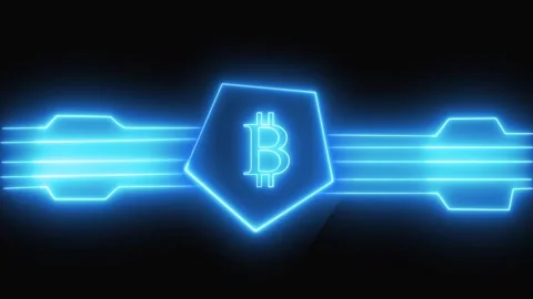 Two Glowing Blue Neon Geometric Shapes on Black Background light illuminati.. Stock Footage 321591307