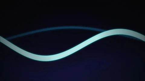 Two glowing curved light wave lines flow in a seamless loop Stock Footage 343115403