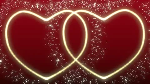 Two glowing hearts with sparkles Stock Footage 10917898