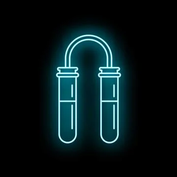 Two glowing neon test tubes connected by a tube on a dark background Stock Illustration