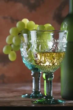Two Goblets and Grape Stock Photos