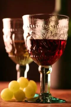 Two Goblets and Grape Stock Photos