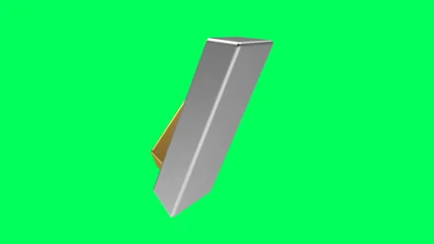 Two gold and silver bars rotate on a green screen in 3D animation Stock Footage 159656100