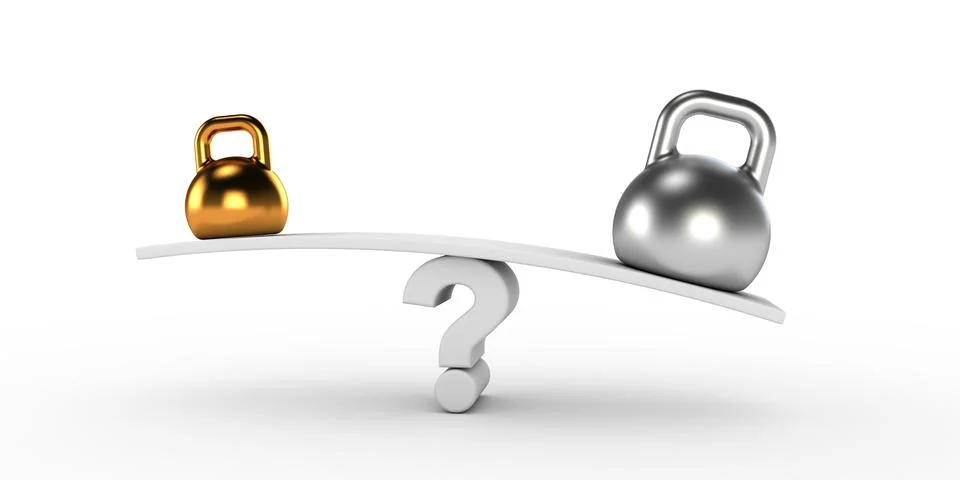 Two gold and silver kettlebells  in equilibrium Stock Illustration
