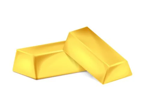 Two Gold bars isolated on white background. Vector illustration. Stock Illustration