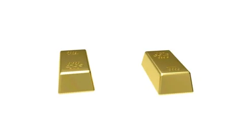 Two gold bars spinning in a 3D render Stock Footage 337062074