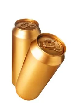 Two gold beer cans Stock Photos