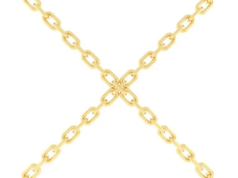 Two gold chains are connected together. Illustrazione stock