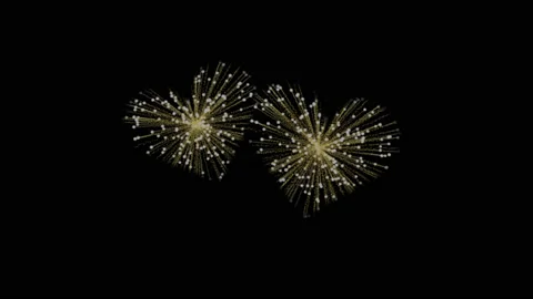 Two gold fireworks in the shape of a hearts. Alpha channel. Festive effect. Stock Footage 88175981