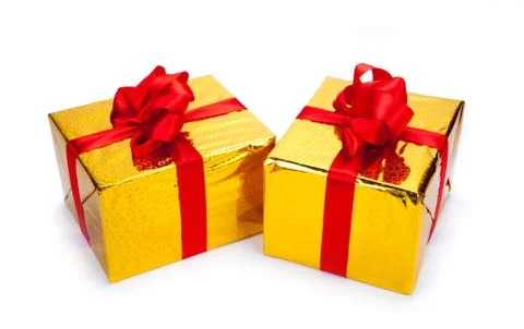 Two gold gift boxes Stock-Fotos