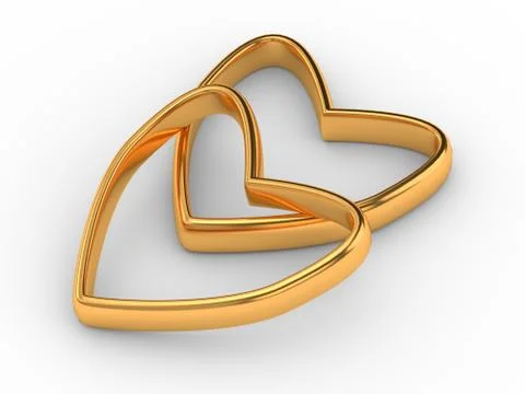 Two gold hearts Stock Illustration