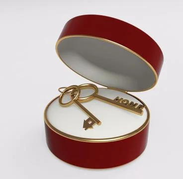 Two gold keys in a satiny box Stock Illustration
