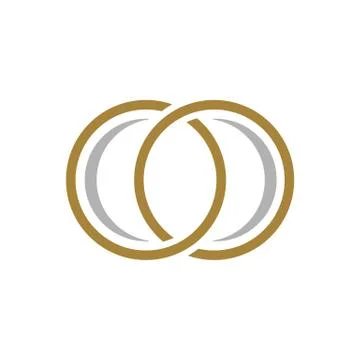 Two Gold Rings Infinity Logo Template Illustration Design. EPS 10. Stock Illustration