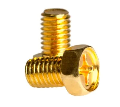 Two gold screw Stock Photos