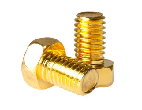 Two gold screw Stock Photos