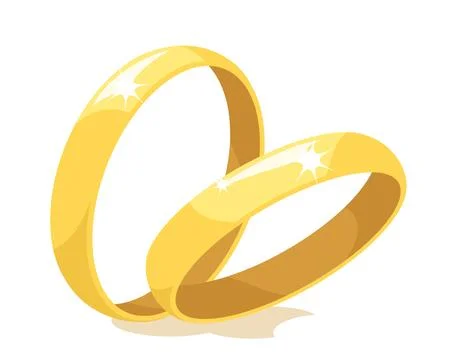 Two gold wedding rings close-up on a white. Isolated Stock Illustration