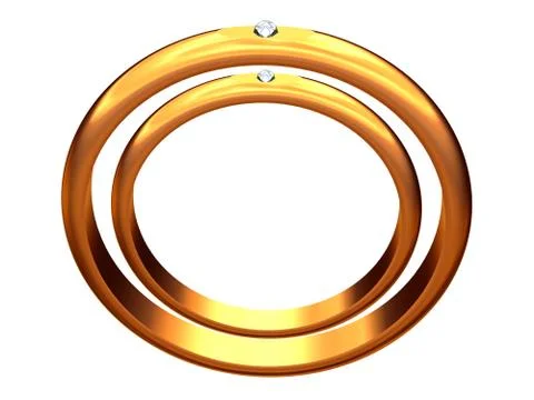 Two gold wedding rings, one in other. Stock Illustration