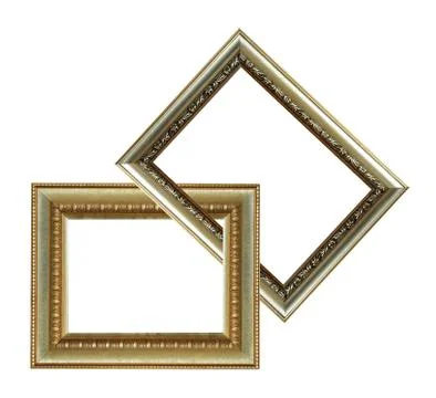 Two gold wood frames Stock Photos