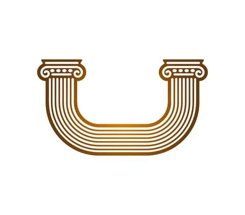 Two golden ancient Ionic columns connected by their bases in a u-shape Stock Illustration