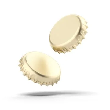 Two golden bottle caps イラスト素材