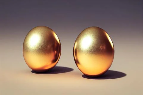 Two golden egg under a beam of light is standing on the floor. Easter Egg. Stock Illustration