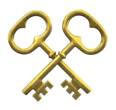 Two golden key isolated on white background Stock Illustration