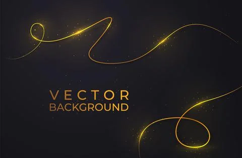 Two golden lines with light effects. Isolated on black transparent background Stock Illustration