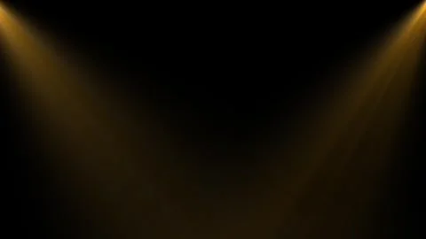 Two Golden Top Corner Spot  Bright Light Stage Animation on Black Background Stock Footage 301581761
