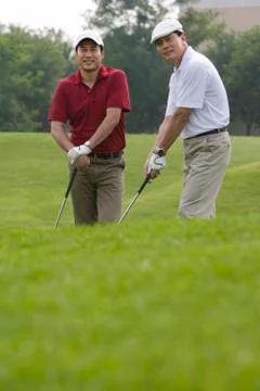 Two Golfers on the Course Stock Photos