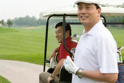 Two Golfers on the course Stock Photos