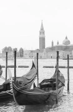 Two gondolas moored Stock Photos