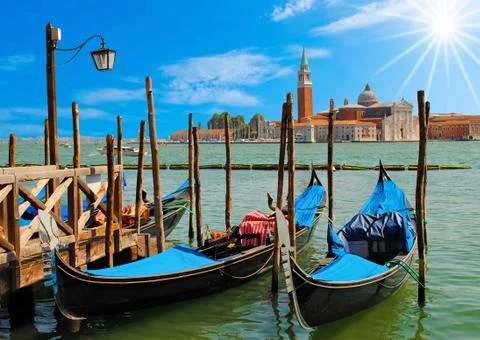 Two gondolas in venice Stock Photos
