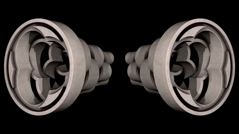 Two Gothic Rose Windows models. 3D animation. ALPHA MATTE. Stock Footage 118865172