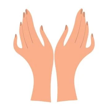 Two graceful female hands in flat design. Clipart of female arms for manicure Stock Illustration