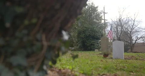 Two graves with American flag background Video stock 144064016