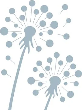 Two gray dandelions icon in geometric and flat style. Stock Illustration