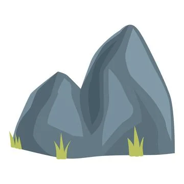 Two gray rocks with green grass growing at their base Ilustración de archivo