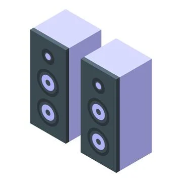 Two gray speakers standing playing loud music Stock Illustration